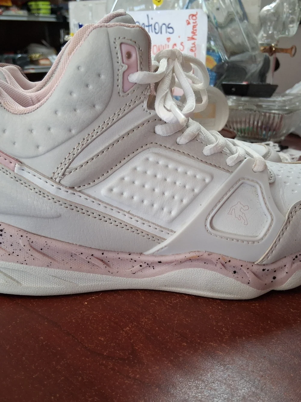 Kids High-Top Sneakers in White and Light Pink